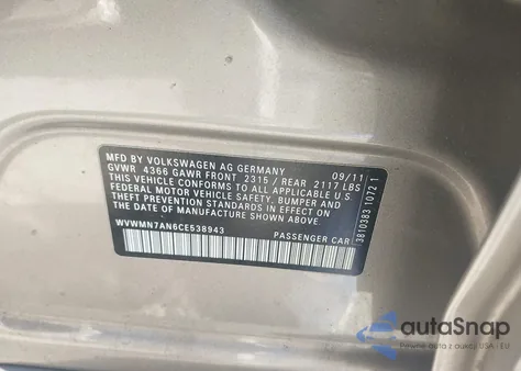 2012 Volkswagen Cc R-Line z USA, uszkodzony, nr VIN WVWMN7AN6CE538943